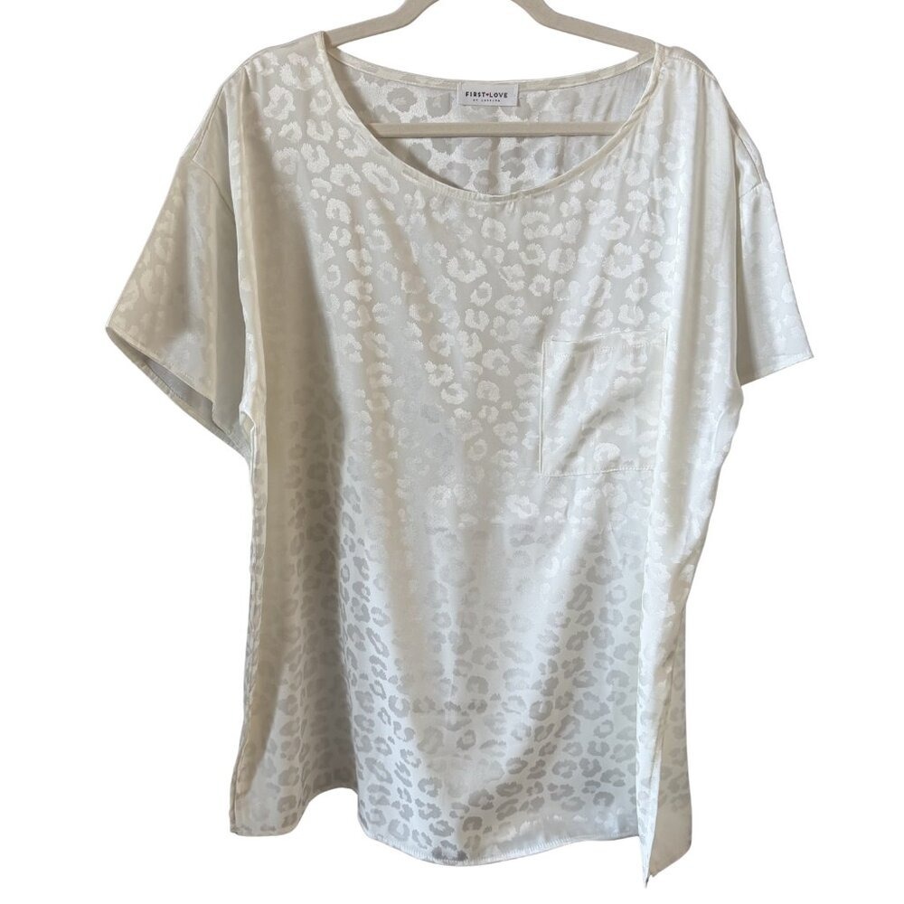 First Love Ivory Leopard Print Top - Size L